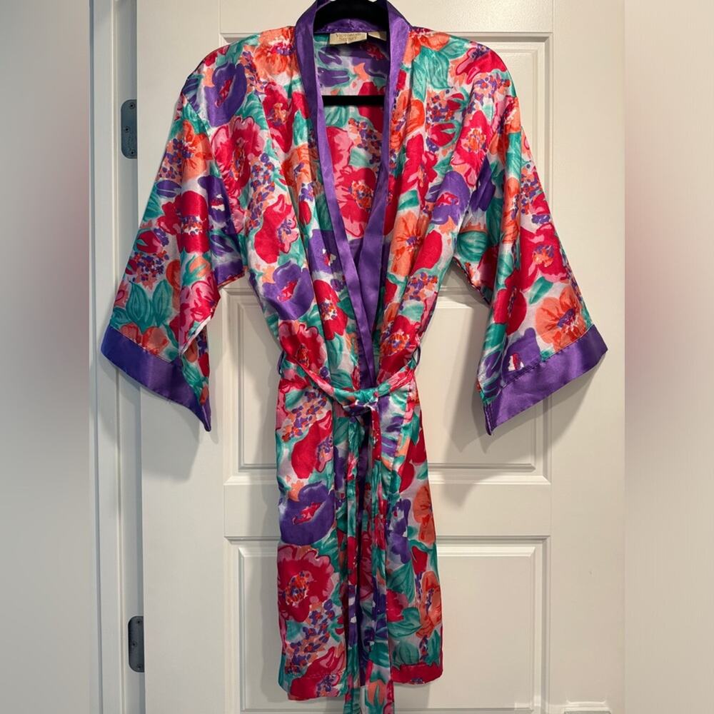 Victoria's‎ Secret Vintage Gold Label 90's Satin Robe Size Med Retro Loungewear